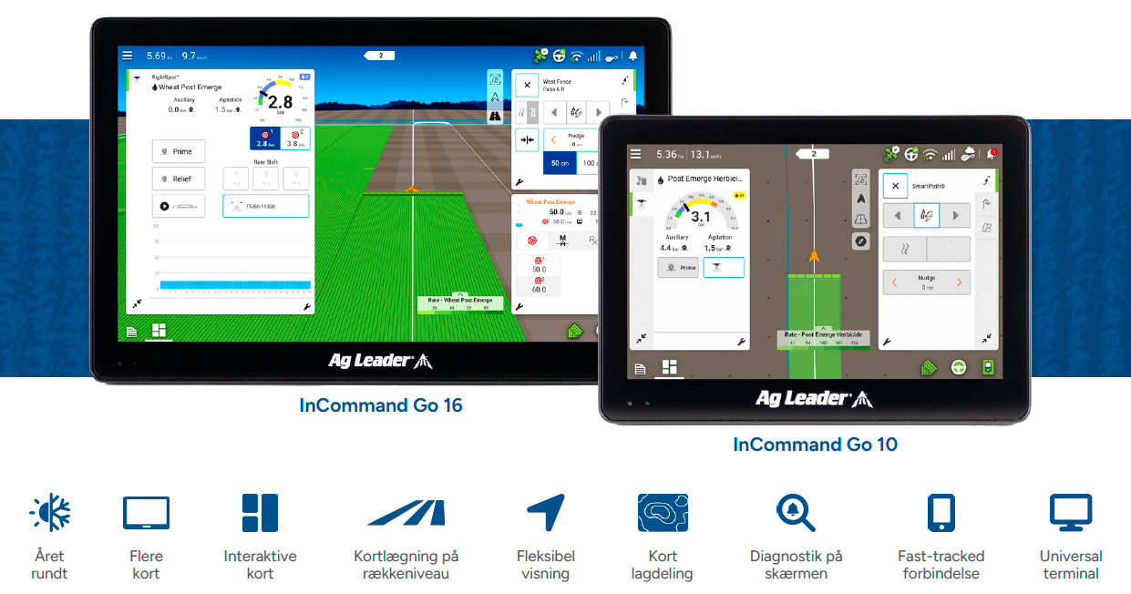 InCommand Go 16 og InCommand Go 10 skærme